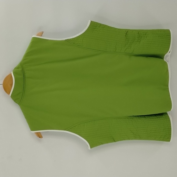Coldwater Creek full zip vest large green white trim lightweight with pockets - Picture 8 of 8